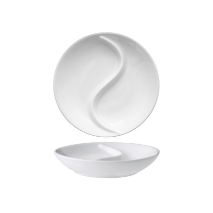 Piattino tondo 2 scomparti Yin Yang Piattino tondo 2 scomparti Yin Yang