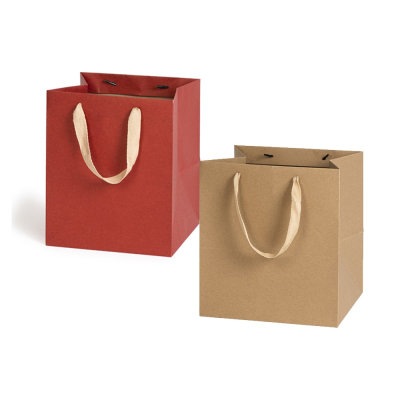 Shopper Square kraft con manico in tessuto
