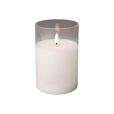 Candela led con vasetto vetro 10x15cm