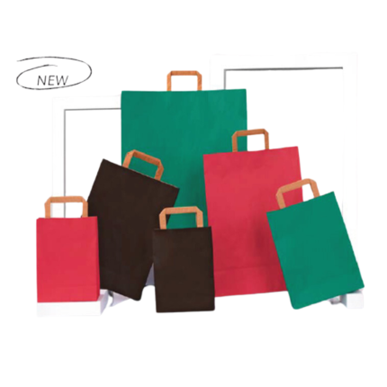Sacchetti in carta tinta unita con maniglia piatta Sacchetti in carta tinta unita con maniglia piatta