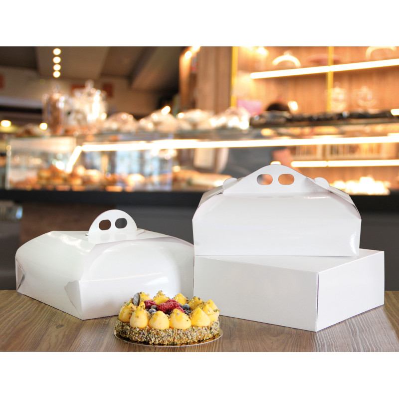 Scatola classica porta torta quadrata con manico