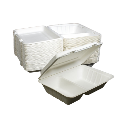scatola in bagassa a due scomparti per delivery take away asporto vendita online all'ingrosso 2