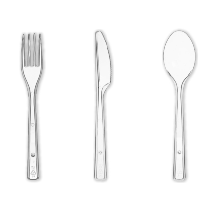 Posate in PS trasparenti riutilizzabili (20 pezzi)