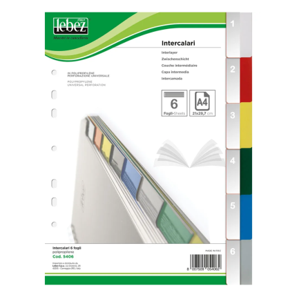 Intercalare in polipropilene (6 fogli)