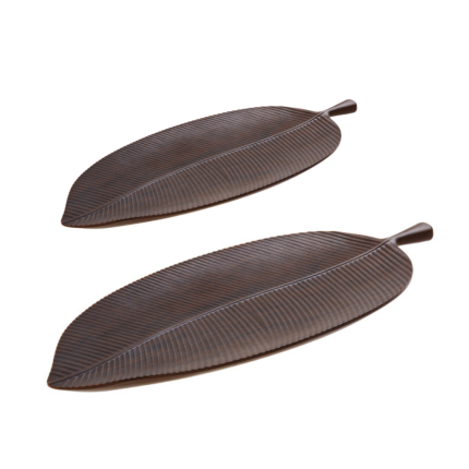 Vassoio foglia in melamina marrone