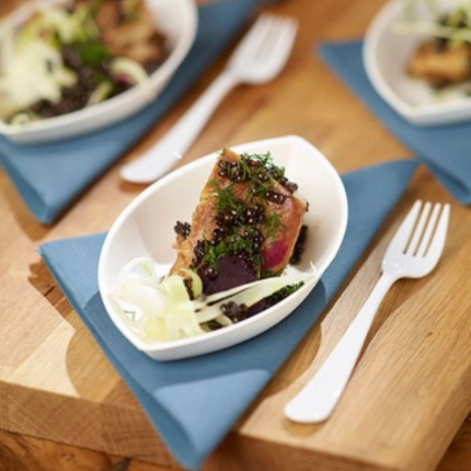 Piattini in bagassa a foglia (35 pezzi)