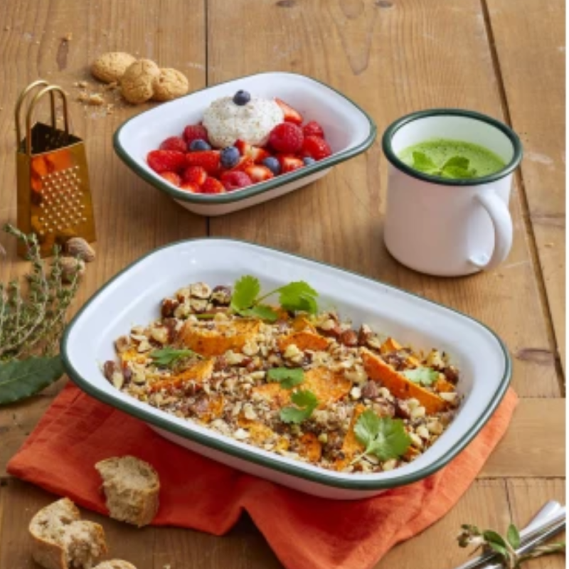 Mini vassoio smaltato bordo verde