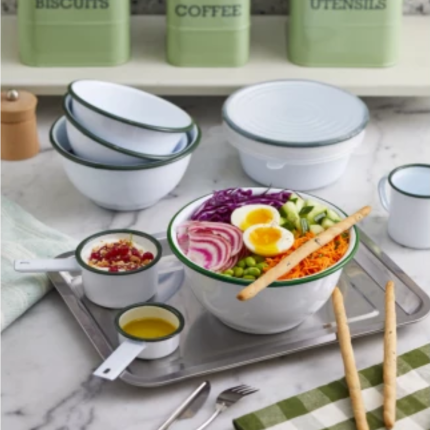 Mini casseruola in acciaio smaltato bordo verde