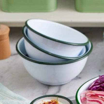 Ciotola smaltata bordo verde