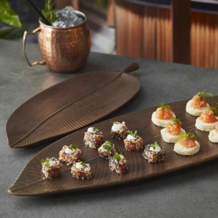 Vassoio foglia in melamina marrone