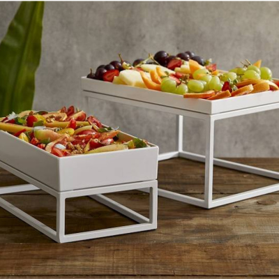 Stand per buffet in metallo bianco