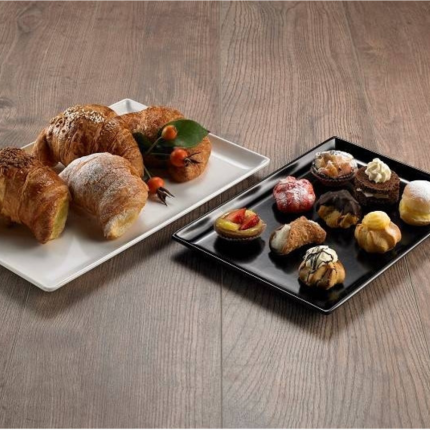 Vassoio rettangolare nero lucido in melamina