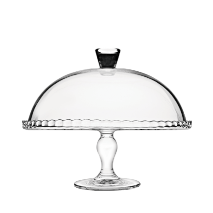 Alzata per torte in vetro con campana