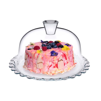 Vassoio con campana in vetro per torte Vassoio con campana in vetro per torte
