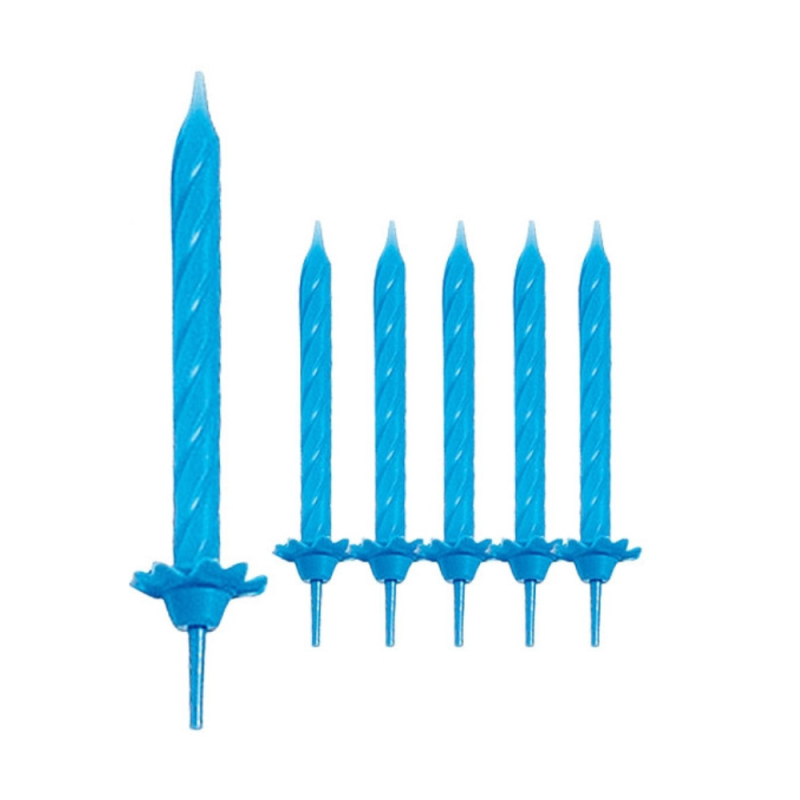 Candeline rosa con sostegno (24 pezzi) AZZURRO