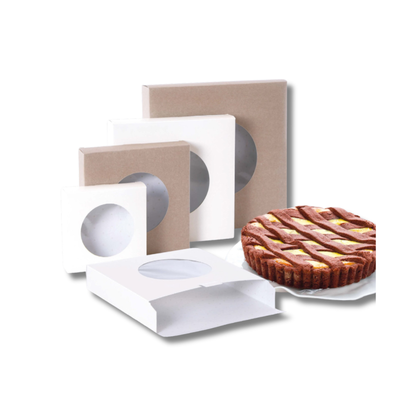 Scatola porta crostata bianca con finestra