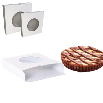 Scatola porta crostata bianca con finestra