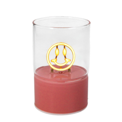 Vasetto in vetro rosa con led Smile