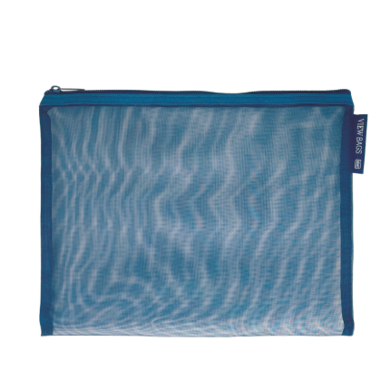 Busta microrete con zip blu