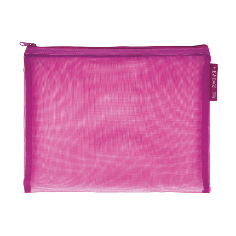 Busta microrete con zip fucsia