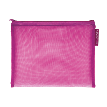 Busta microrete con zip fucsia