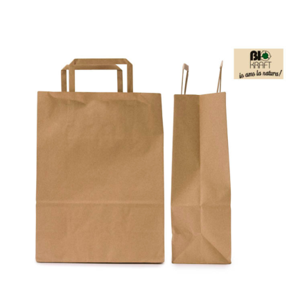 Sacchetti maniglia piatta in carta biokraft (175 pezzi)