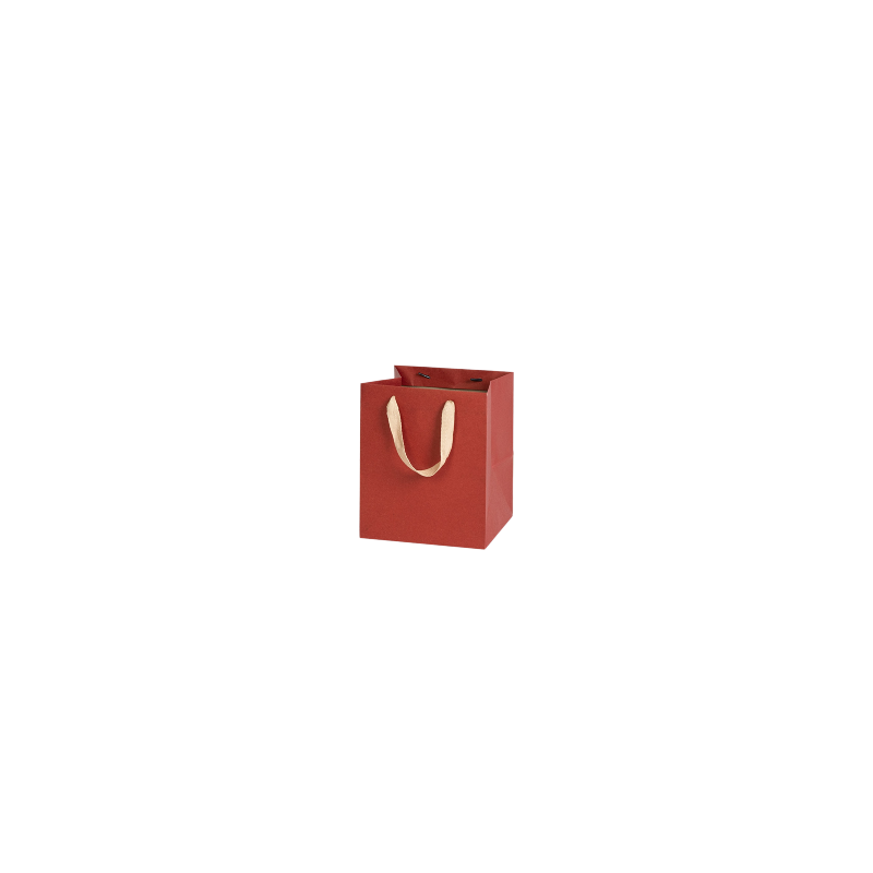 Shopper Square kraft rossa con manico in tessuto