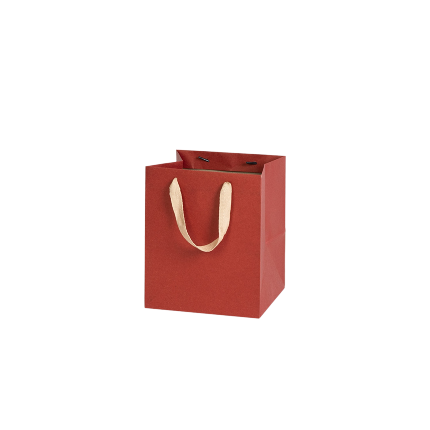 Shopper Square kraft rossa con manico in tessuto Shopper Square kraft rossa con manico in tessuto