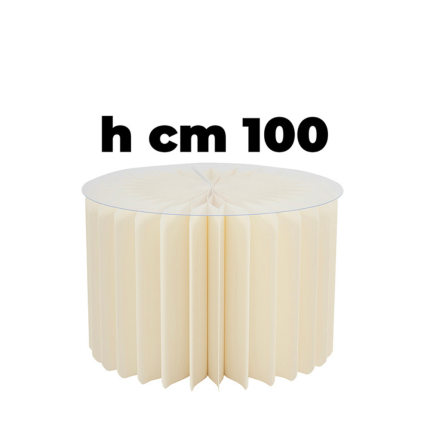 Alzata in Carta Plissé Avorio con piano di appoggio h 100cm