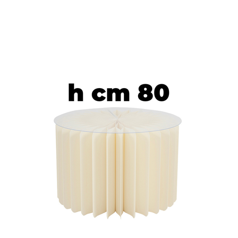 Alzata in Carta Plissé Avorio con piano di appoggio h 80cm
