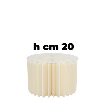 Alzata in Carta Plissé Avorio con piano di appoggio h 20cm
