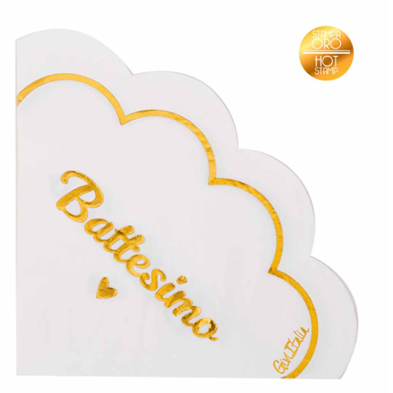 Tovaglioli Carta con Smerlo Fiore – Battesimo (16 Pezzi)