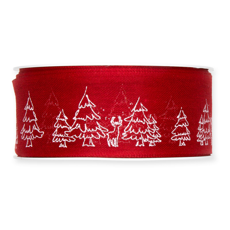 Nastro Tessuto Winter Forest rosso