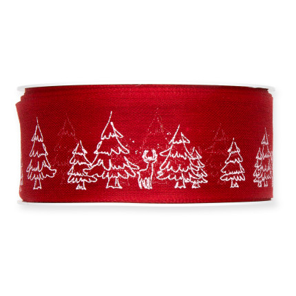 Nastro Tessuto Winter Forest rosso