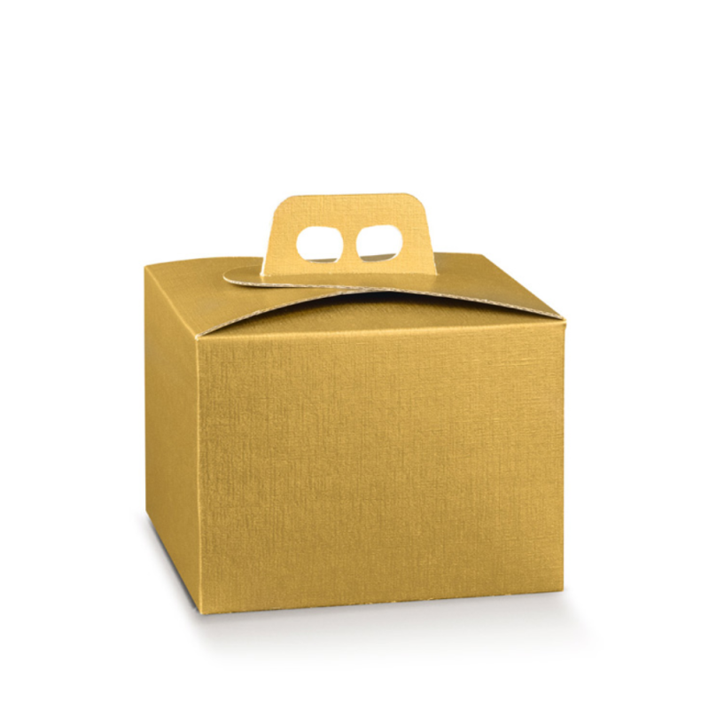 Scatola Portapanettone Quadrella Natalizia 1KG Fibra Oro