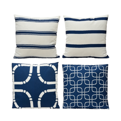 Cuscino Pattern Geometrico Bianco e Blu