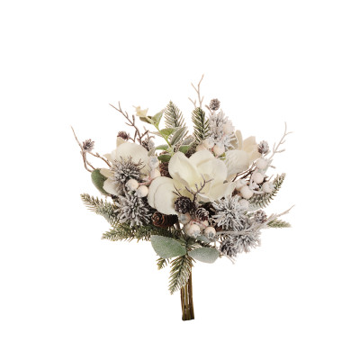 Magnolie con Rametti di Pino e Bacche Bianche 35cm