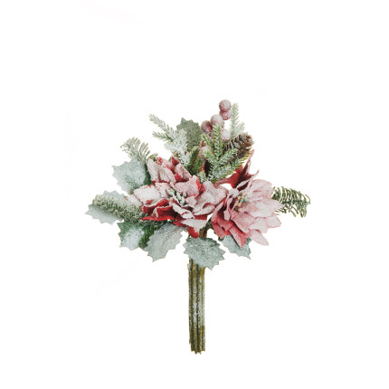 Stella di Natale Innevata con Bacche e Pigne 31cm Stella di Natale Innevata con Bacche e Pigne 31cm