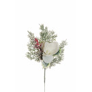 Magnolia con Bacche e Pigne Innevate 32cm