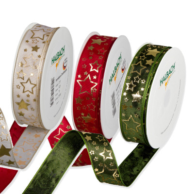 Nastro raso animato stelle oro 2