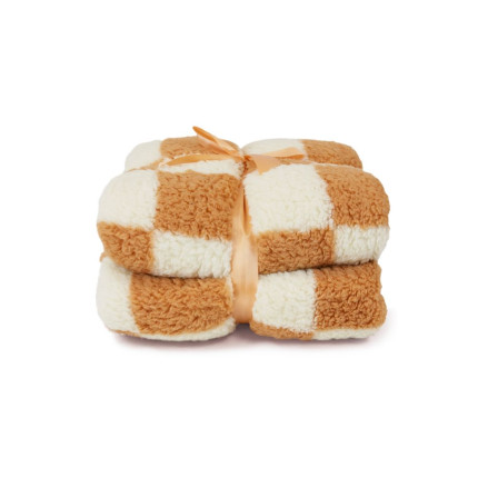 Coperta a Quadri Bianca e Sabbia - Plaid Natale