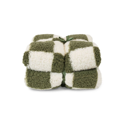 Coperta a Quadri Bianca e Verde