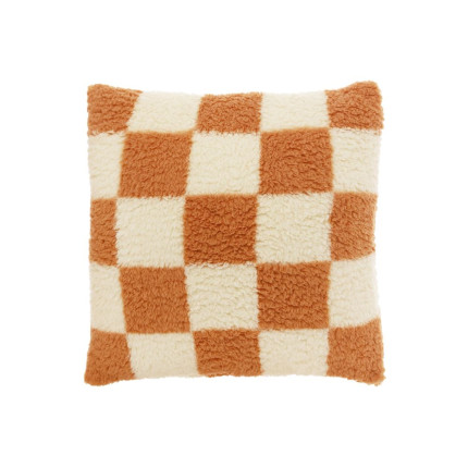 Cuscino a Quadri Bianco e Sabbia