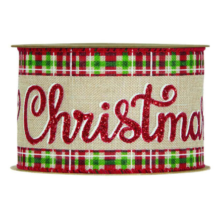 Nastro Tela Scottish Merry Xmas Lurex