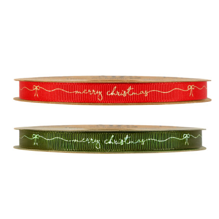 Nastro Gros Grain Merry Christmas Oro