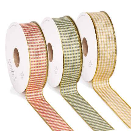 Nastro Tessuto Quadretti Oro Nastro Tessuto Quadretti Oro