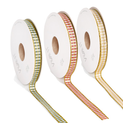 Nastro Tessuto Quadretti Oro 2