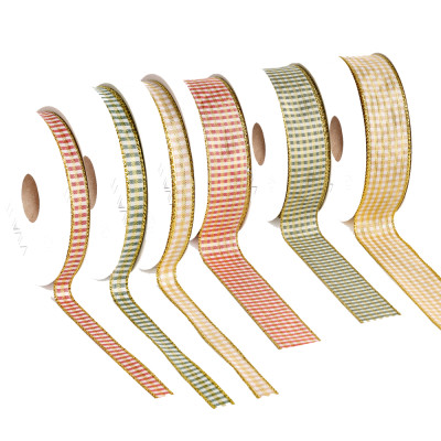 Nastro Tessuto Quadretti Oro