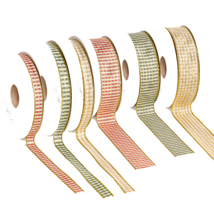 Nastro Tessuto Quadretti Oro Nastro Tessuto Quadretti Oro