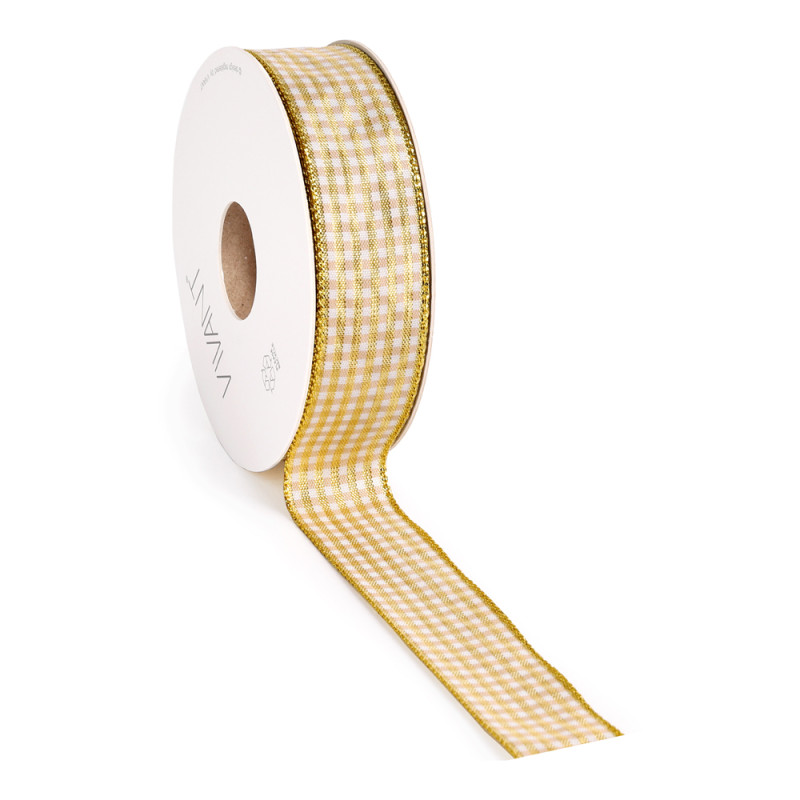 Nastro Tessuto Quadretti Oro